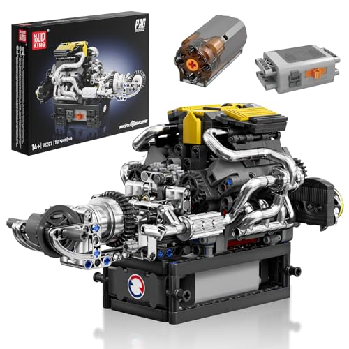 Mould King 10207 Technik V8 Motor Bausatz Bausteine Klemmbausteine Motor V8 Engine Model kit Simulation Auto Motoren Modellbausatz für Auto LKW Fans(761 Teile) von Mould King