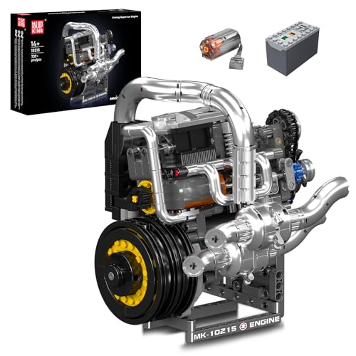 Mould King 10215 MOC Technik Supersportwagen-V12-Motor-Baustein-Modell-Set, hochrealistische Mechanikstruktur | elektrische Antriebskomponente | bewegliches Zahnrad-/Kolbensystem （863+Teile） von Mould King