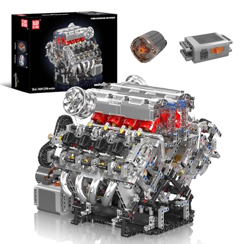 Mould King 10219 Technik V8 Achtzylinder-Motor ModellBausatz, MOC Reihenbenzinmotor Engine Kit für Erwachsene, V8-Motor Sammlerstück, Technologie Klemmbausteine Bausatz von Mould King