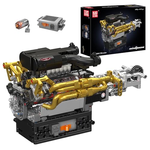 Mould King 10224 MOC Technik V12-Motor-Baustein-Modell-Set,simuliert die Arbeitsprinzipien eines echten V12-Motors,STEM-Bildungsspielzeug Elektrische Mechanikstruktur Klemmbausteine Bausatz 974+Teile von Mould King