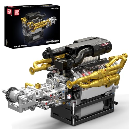 Mould King 10224 Technik V12 Motor Klemmbausteine Bausatz Kit, 974+ Stücke STEM Motormodellblöcke mit Motor, MOC Motorbau Spielzeug für Erwachsene Sammlung Liebhaber/Kinder 14+ von Mould King