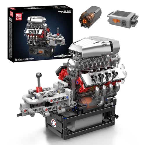 Mould King 10225 Technik V8 Motor Bausteine Spielzeug, 855 Stück APP Engine Elektromotorantrieb Klemmbausteine Bausatz Spielzeug Geschenk für Jungen 8+ von Mould King