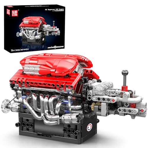 Mould King 10226 Technik Supersportwagen V12 Motor Bausteine, Car Motorbausatz mit Batterie, Engine Klemmbausteine Bausatz Geschenk/Geschenk/Sammlerstücke für Erwachsene und Jungen 8+ (863 Teile) von Mould King