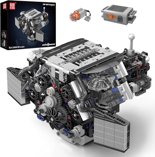Mould King 10230 Technik W12 Motor Bausteine Spielzeug, Car Engine Technologie Bausatz Modell, Engine Klemmbausteine Bausatz Geschenk für Jungen Mädchen ab 8 Jahren(871 Teile) von Mould King