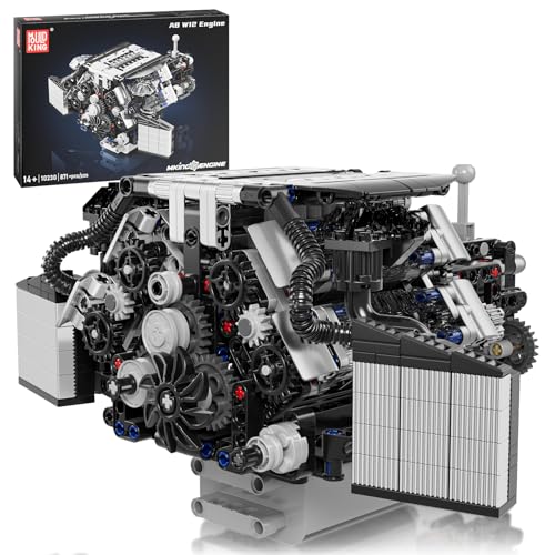 Mould King 10230 Technik W12 Motor Bausatz Bausteine Modell Klemmbausteine Motor A8 Elektronik Benzinmotor Engine kit Funktionsmodell für Engine Fans(871 Teile) von Mould King