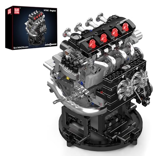 Mould King 10234 Technik VTEC-Automotor-Baustein-Modell, elektrische Verbindung mit Variabler Ventilsteuerungsstruktur, ausgestattet mit M-Motor und Batteriegehäuse Klemmbausteine Bausatz （772+Teile） von Mould King