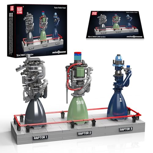 Mould King 10247 Technik Kreatives Raketentriebwerk Spielzeug, Raptor-Motormodell 863 Teile Technologie Klemmbausteine Bausatz Modell DIY Blocks Set (Statische Version von Mould King
