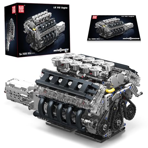 Mould King 10250 Technik V10 Achtzylinder-Motor Set für Erwachsene Ausstellungsstück für Sammler (1834Teile) Technologie V10-Motor Klemmbausteine Bausatz von Mould King