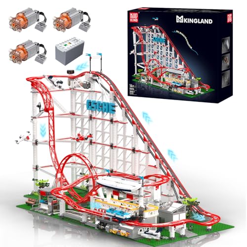 Mould King 11014 Looping-Achterbahn Bausteine Spielzeug, 3646 Teile Expert Loop Coaster Bauspielzeug, Vergnügungspark Untersetzer Klemmbausteine Technik mit Motor, Rollercoaster Modell für Erwachsene von Mould King