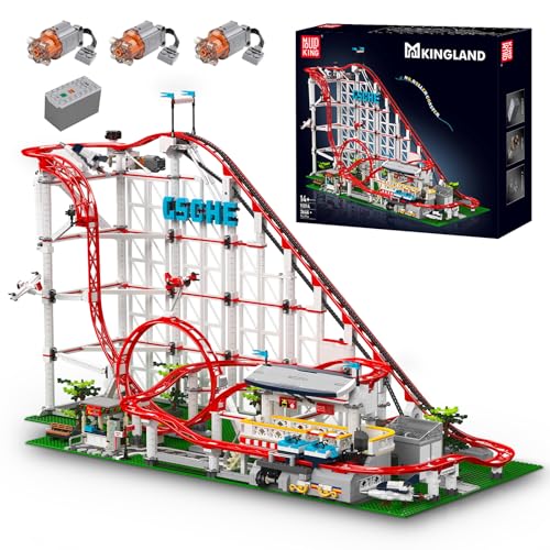 Mould King 11014 Technik Achterbahn Set, 3646 Teile Vergnügungspark Loop Coaster Modellbausteine für Erwachsene, MOC Elektrisches mechanisches Bausteinmodell Klemmbausteine Bausatz Spielzeug von Mould King
