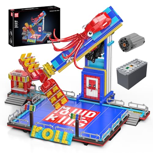 Mould King 11015 Oktopus-Karussell-Bausatz, MOC-Kreativ-Freizeitparkmodell mit elektrischen Komponenten und dynamischem Rotationsdesign Technik Klemmbausteine Bausatz （1668+Teile） von Mould King