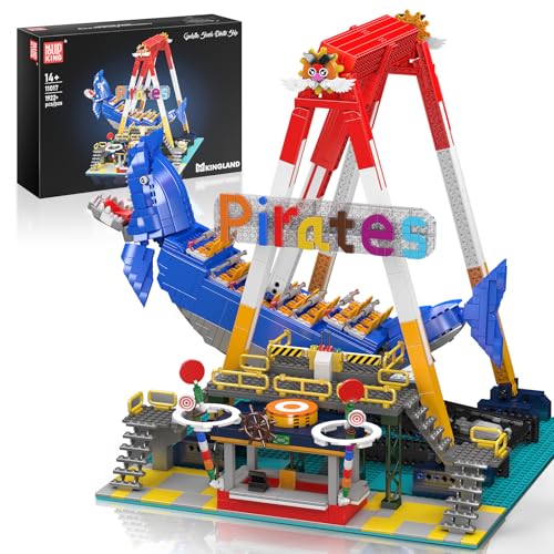 Mould King 11017 Piratenschiff Bausteine Spielzeug, 1922 Teile Vergnügungspark Bausteinsatz mit Motor, MOC Spielplatz Modell für 14+ Kinder und Erwachsene von Mould King
