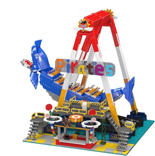 Mould King 11017 Vergnügungspark Serie Bausteine Modell, 1922 Teile Technik Piratenschiff Blockmodell Spielzeug Kit mit Motor, Klemmbausteine Bausatz mit Schaukelfunktion (14 Jahre und älter) von Mould King