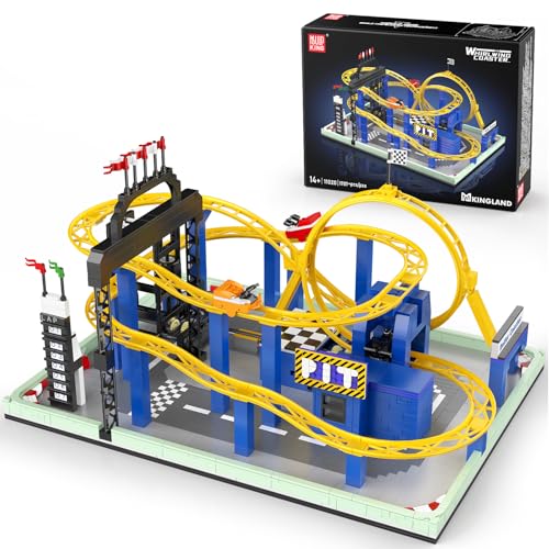 Mould King 11020 Achterbahn-Bausatz, motorisierter Looping Coaster mit 360°-Loopings, Zielbogen und Rundenzähler, von Themenparks inspiriertes STEM-Ingenieursspielzeug, 1707 Teile von Mould King