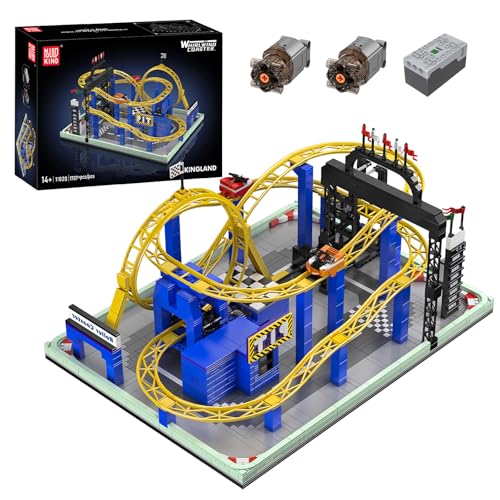 Mould King 11020 Technik Achterbahn Baustein, 1707 Teile Kreative Roller Coasters Set, MOC Vergnügungspark Looping-Achterbahn Modellbausteine Klemmbausteine Bauset von Mould King