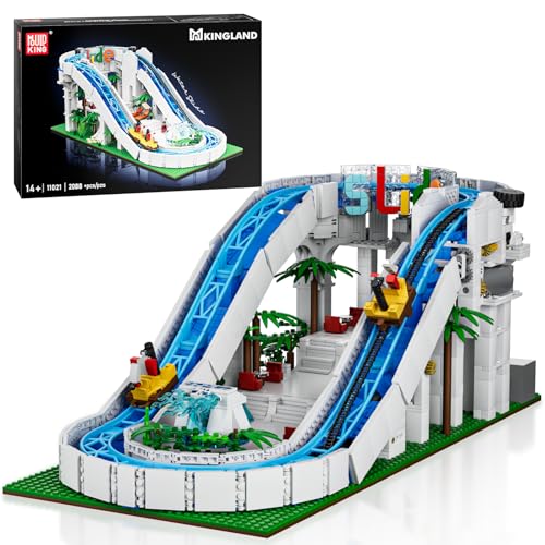 Mould King 11021 Elektrisch Wasserrutsche Klemmbausteine Achterbahn mit Looping Bausteine Karneval Bauspielzeug Kompatibel mit Andere Marke(2088 Teile) von Mould King