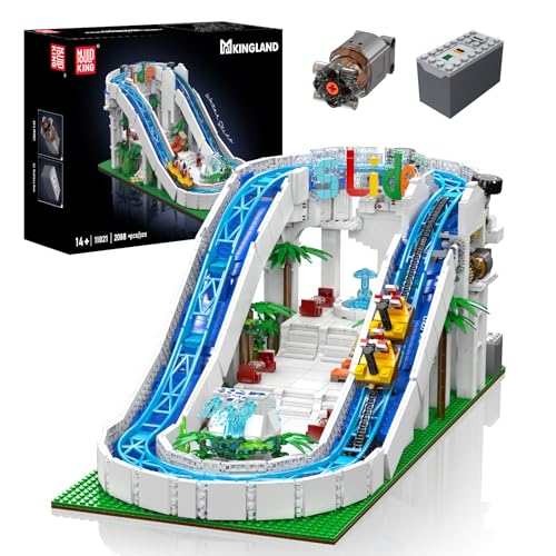 Mould King 11021 Kreativer Wasserpark Baukasten, Elektrisch Vergnügungsparkrutsche Baustein (2088 Teile) Sammelgeschenk für Kinder/Erwachsene ab 8 Jahren von Mould King