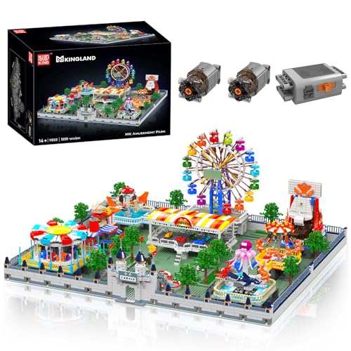 Mould King 11022 Technik Groß Vergnügungspark Bausatz, MOC Themenpark Achterbahn und Riesenrad Kit STEM Spielzeug Klemmbausteine Bausatz Modell (5220 Teile) von Mould King