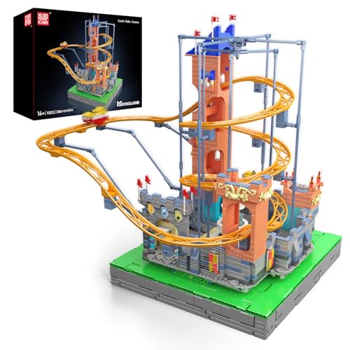 Mould King 11023 Mittelalterliche Burg-Achterbahn-Bausatz MOC kreatives Freizeitpark-Modell mit elektrischen Komponenten und dynamischer Fahrstrecke.Technik Klemmbausteine Bausatz （2584+Teile） von Mould King