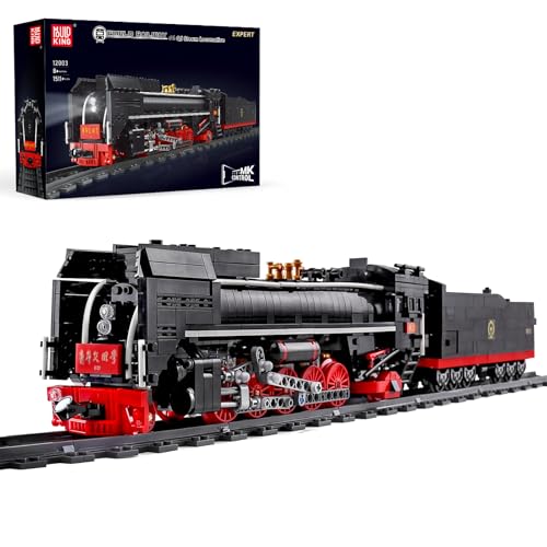 Mould King 12003 Technik Zug Eisenbahn, 1552 Teile Dampflokomotive Zug Bausteine mit Fernbedienung und Licht Klemmbausteine Bauset, Mehrfarbig Mould King 12003 Technik Zug Eisenbahn, 1552 Teile Dampflokomotive Zug Bausteine mit Fernbedienung und Licht Klemmbausteine Bauset, Mehrfarbig von Mould King