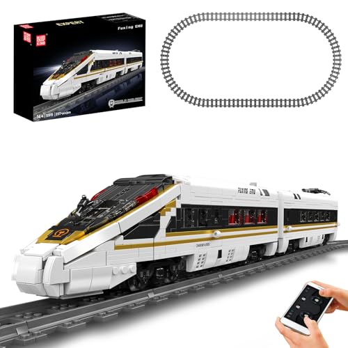 Mould King 12015 Technik Ferngesteuert Hochgeschwindigkeitszug-Baustein-Modell-Set, （APP Elektrische Fernsteuerung geschlossenes Schienensystem Hochgeschwindigkeitszug-Bahnhof） Klemmbausteine Bausatz von Mould King