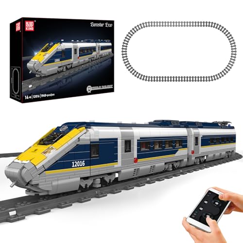 Mould King 12016 Technik Eurostar E320 Hochgeschwindigkeitszug-Baustein-Set, APP ferngesteuertes elektrisches Bastelmodell, mit Schienen und Waggons Technologie Klemmbausteine Bausatz （1948+Teile） von Mould King