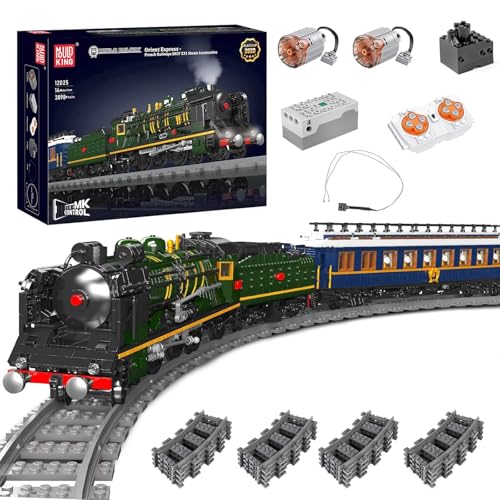 Mould King Technik Ferngesteuert Dampflokomotive SNCF 231 der Orient-Express-Französischen Eisenbahnen Zug Beleuchtung Bauklötze Set LED Licht Baukasten 3898 Stück Klemmbausteine Bausatz von Mould King