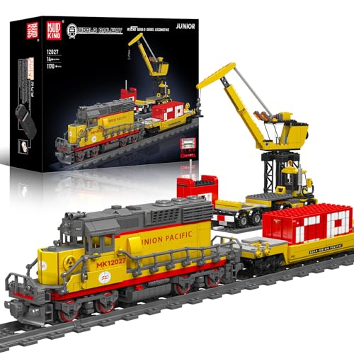 Mould King 12027 EMD Technology SD40-2 Diesellokomotive, Bausteinmodell, Eisenbahnzug mit Motor, Ferngesteuerter Zugmodellbausatz (1170 Teile) von Mould King