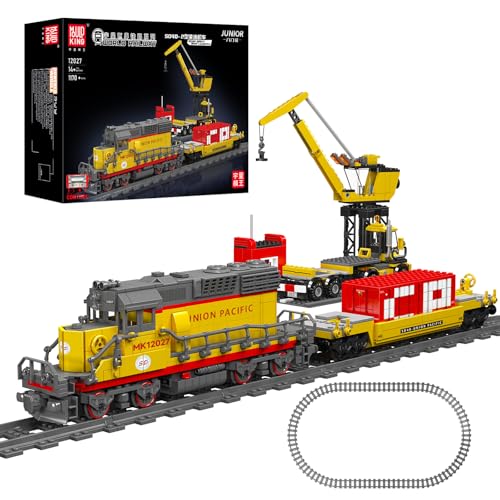 Mould King 12027 Technik Zug Eisenbahn Bausteine Modell, 1170 Teile Diesellokomotive Ferngesteuertes Zug Modellbausatz Bausteinset als Spielzeug/Geschenk/Sammlerstücke von Mould King
