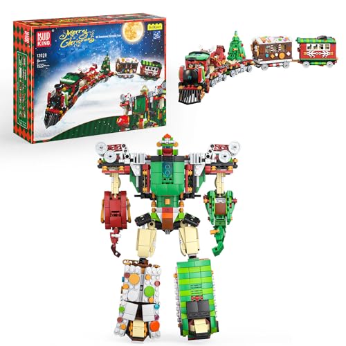 Mould King 12028 Technic 2-in-1 Weihnachtszug Bausteine & Transformers Roboter Klemmbausteine Kreatives Weihnachten Spielzeug Für Erwachsene Und Jugendliche(1522 Teile) von Mould King