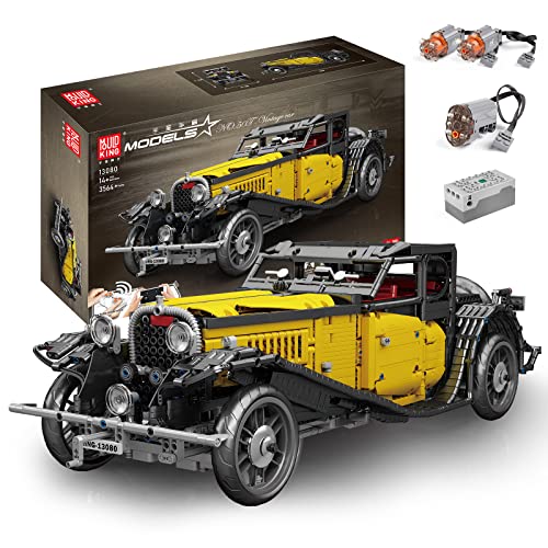 Mould King 13080 ferngesteuert T50 Oldtimer, Auto für dynamische Version des Retro Baustein Montagemodell Oldtimer Bausatzes, kompatibel mit Technik 3564 Telie klemmbausteine Bauset von Mould King