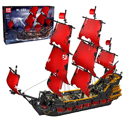 Mould King 13109 Piratenschiff Modell Klemmbausteine, 3139 Teile Queen Anna's Revenge Groß MOC Schiffsmodell Klemmbausteine Bausteine (Originalverpackung) von Mould King