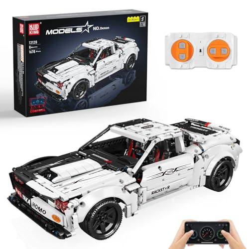 Mould King 13128 Technic Speed Champions Ferngesteuert Sportwagen Bausteine Dodge Charger Drift Auto Rennwagen Klemmbausteine Kompatibel mit Andere Marken(1678 Teile) von Mould King