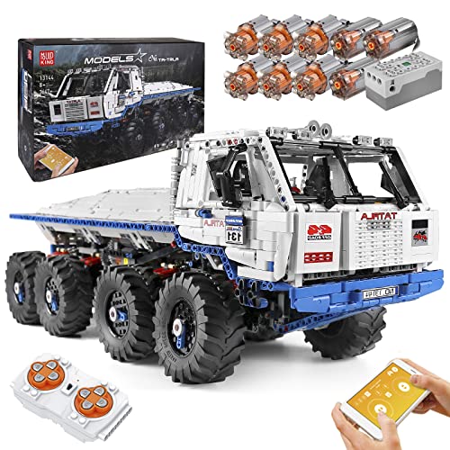 Mould King 13144 Technik Ferngesteuert LKW, MOC High-Tech Tow Offroad Truck 8x8 Modell Bausteine Ziegel Kinder DIY Spielzeug von Mould King