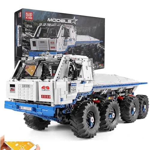 Mould King 13144 Technik Ferngesteuert LKW Truck T813 PROFA 8x8,Technik Groß Off-Road Truck LKW mit Motors, Klemmbausteine Bauset Kompatibel mit Technologie Spielzeug von Mould King