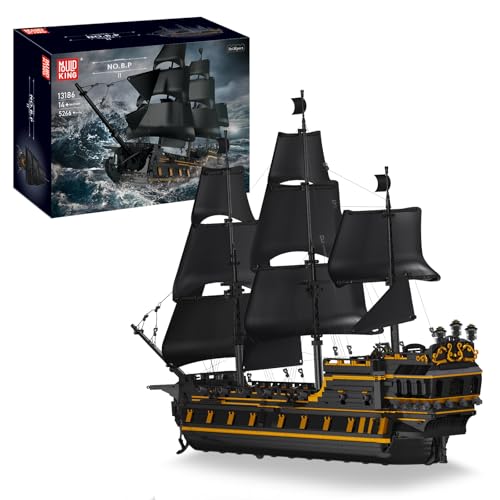 Mould King 13186 Piraten Schiff Modell Klemmbausteine Set, 5266 Stücke MOC Black Pearl Segelboot Modell Bausteine Set zu Bauen, Boot Modell Kits Montage Spielzeug für großes Geschenk und Sammlungen von Mould King