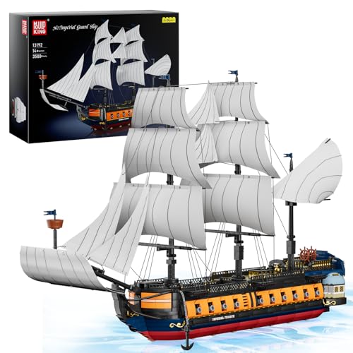 Mould King 13192 Klemmbausteine Schiff Piratenschiff Bausteine Modellbausatz Schiff Flaggschiff Spielzeug mit Stoffsegeln Kompatibel mit Andere Marken (1698 Teile) von Mould King