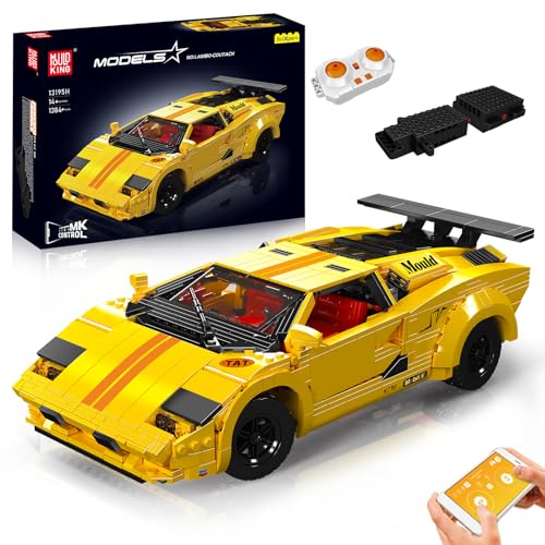 Mould King 13195H MOC Technik Car Modell, Technologie APP Ferngesteuert Elektrisch Sportwagen Cabrio Auto Modellauto Bausatz, (1384 pcs) Sportwagen für Erwachsene Klemmbausteine Bausatz von Mould King