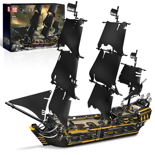 Mould King 13199 Piratenschiff Bausteine, 3180 Teile Groß Black Pearl Segelschiff MOC Modellbausatz Klemmbausteine für Erwachsene von Mould King