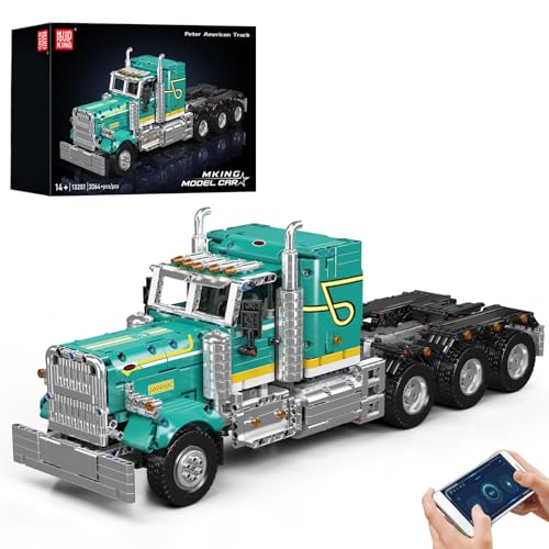 Mould King 13201 Technik American Truck Spielzeugauto Modellbausatz - Klemmbausteine Klassischer LKW Bausteine Auto Konstruktionsspielzeug Set Geschenke für Erwachsene ab 14 Jahren (2064+ Teile) von Mould King