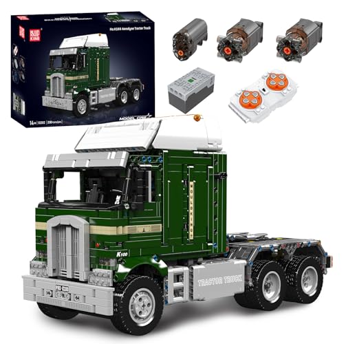 Mould King 13202 Technik Abschleppwagen LKW Modell, 2181 Teile Technologie Ferngesteuert Zugfahrzeug für Erwachsene Klemmbausteine Spielzeug mit Fernbedienung und App Dual Control von Mould King