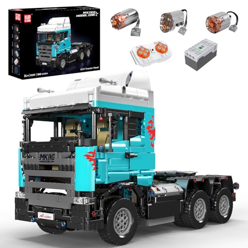 Mould King 13203 Technik LKW Zugmaschine Mobile Bausteine, 2060 Teile Tractor Truck Modell Klemmbausteine mit Motoren, Spielzeug Geschenk für Erwachsene und Kinder von Mould King