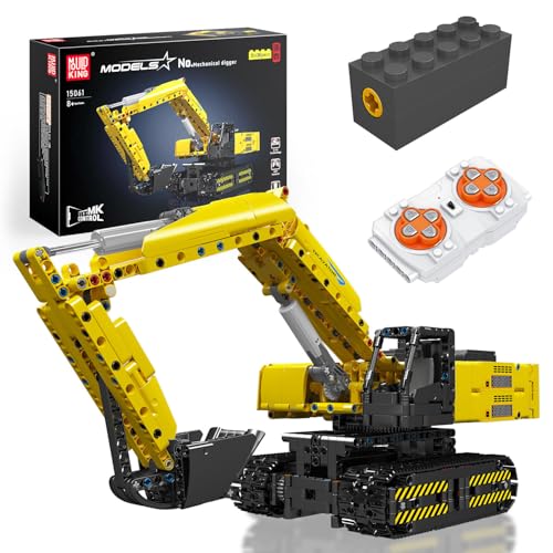 Mould King 15061 Technik Ferngesteuert Bagger Bausatz Klemmbausteine Raupenbagger Modellbauklötze Kit mit Motor LKW Bausteine Modell Kompatibel mit Andere Marken(1120 Teile) von Mould King