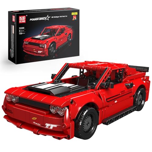 Mould King 15080 Technik Speed Champion Dodg Challenger Sportwagen Bausteine mit Rückziehmotor Rennwagen Klemmbausteine Autobausätze Für Kinder Fans Erwachsene (738 Teile) von Mould King