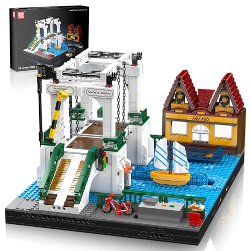 Mould King 16068 Vergnügungspark Bauspielzeug Elektrisch Stadtbrücke Klemmbausteine MOC Kettenklappbrücke Bausteine Karneval Bausatz Kompatibel mit Andere Marke(2066 Teile) von Mould King