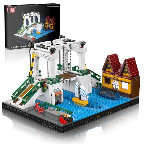 Mould King 16068 Nordische Stadt Kettenklappbrücke Baustein-Set, Stadtleben 2066 Teile Modular Building Set, Geschenk & Display-Modell für 14+ Erwachsene und Jugendliche von Mould King