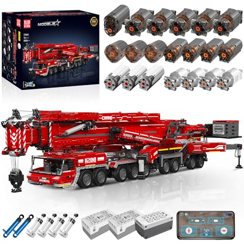 Mould King 17008 Technik für Liebherr LTM 11200 Raupenkran Set, ferngesteuertes Baufahrzeug-Modell mit App, Kran-Modellbausatz mit Windensystem und Wippausleger, Spielzeug zu Weihnachten von Mould King