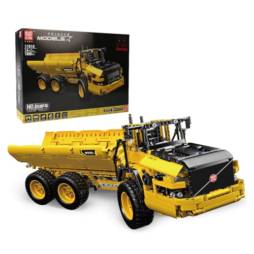 Mould King 17010 Technik Dumper Bausteine, 1888+ Teile Knickgelenkter Truck Klemmbausteine, 6x6 Autotransporter APP Ferngesteuertes Konstruktionsfahrzeug mit Motor von Mould King