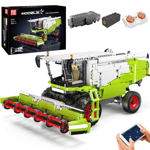 Mould King 17014 Technik LKW Baukasten (1265 Teile), Ferngesteuert Mähdrescher Baustein mit Motor, Montage Technologie Auto Klemmblock, Ingenieur-LKW-Spielzeug für Kinder/Erwachsene 8+ von Mould King