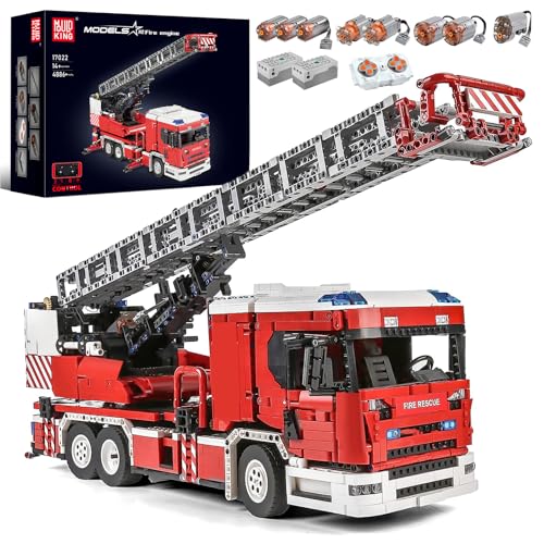 Mould King 17022 Technik Feuerwehrauto Modell 4886 Teile Set zusammenbaut (Fernbedienung & APP-Steuerung R/C) Technologie Feuerwehrfahrzeug Klemmbausteine Bausatz von Mould King